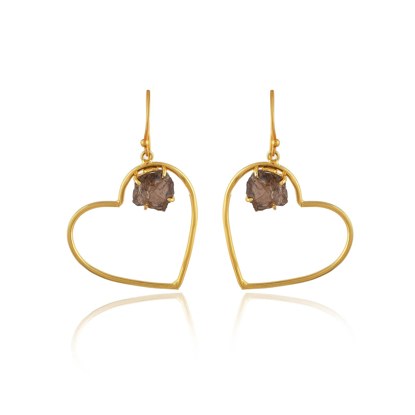 Stone In Heart Shaped Earrings - Zuriijewels