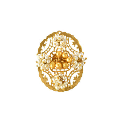 Fancy Oval Jali Ghungroo Ring - Zuriijewels