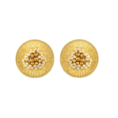 Fancy Round Hammered Ghungroo Studs - Zuriijewels