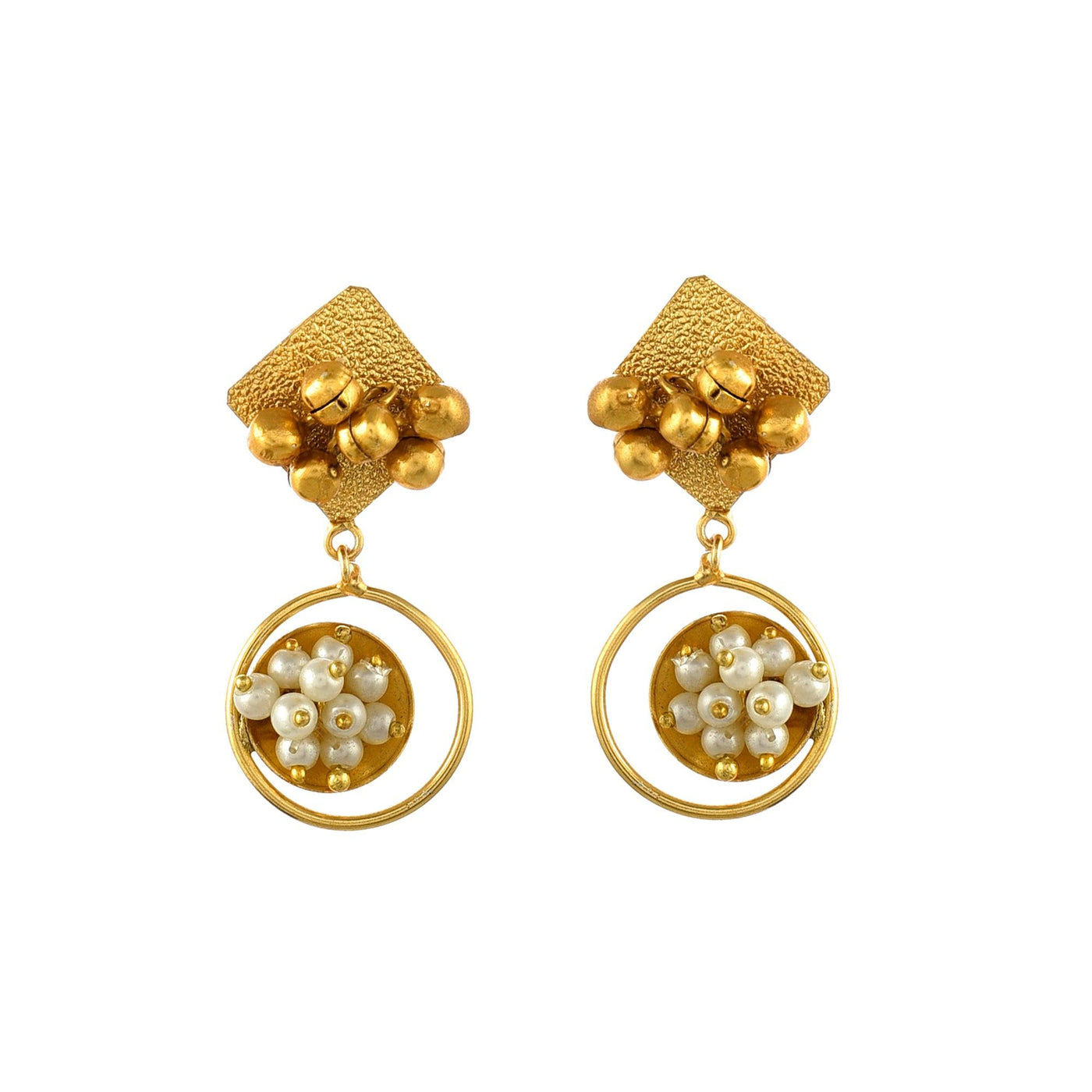 Fancy Square & Round Ghungroo Earring - Zuriijewels