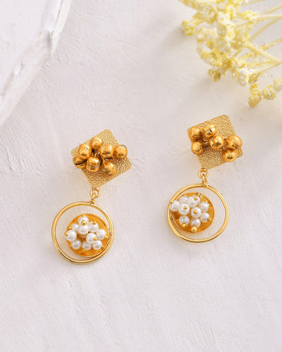 Fancy Square & Round Ghungroo Earring - Zuriijewels