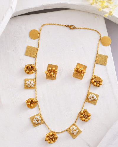 Fancy Round & Square Ghungroo Necklace Set - Zuriijewels