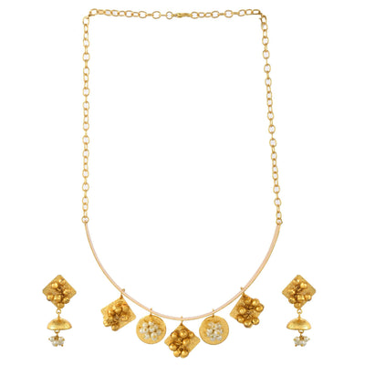 Fancy Round & Square Choker Ghungroo Necklace Set - Zuriijewels