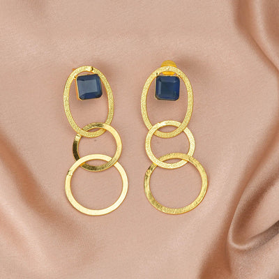 Stone Studded Three Loop In Loop Earring - Zuriijewels