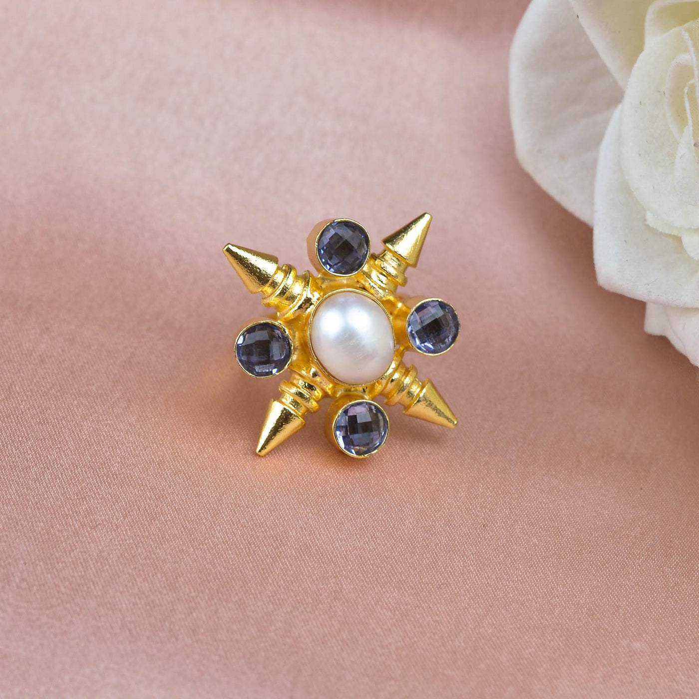 Cross Headed Pearl Ring - Zuriijewels