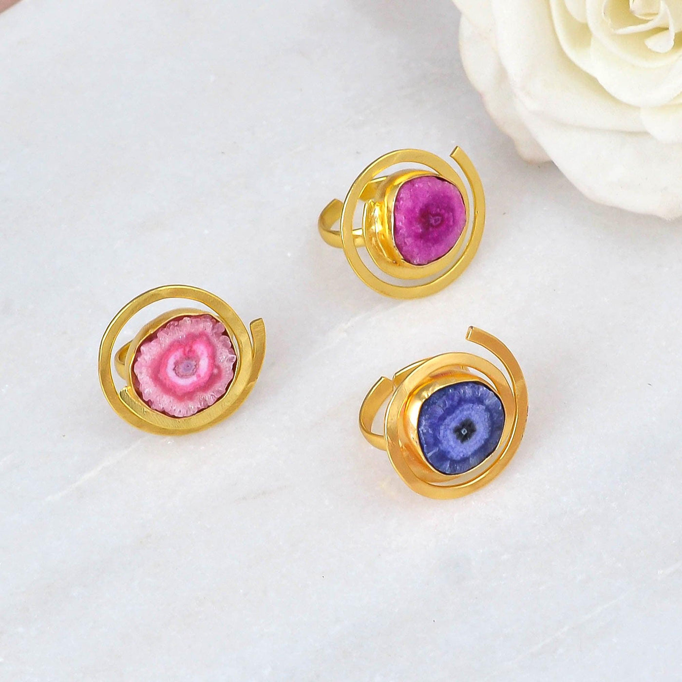 Solar Druzy Spiral Ring - Zuriijewels