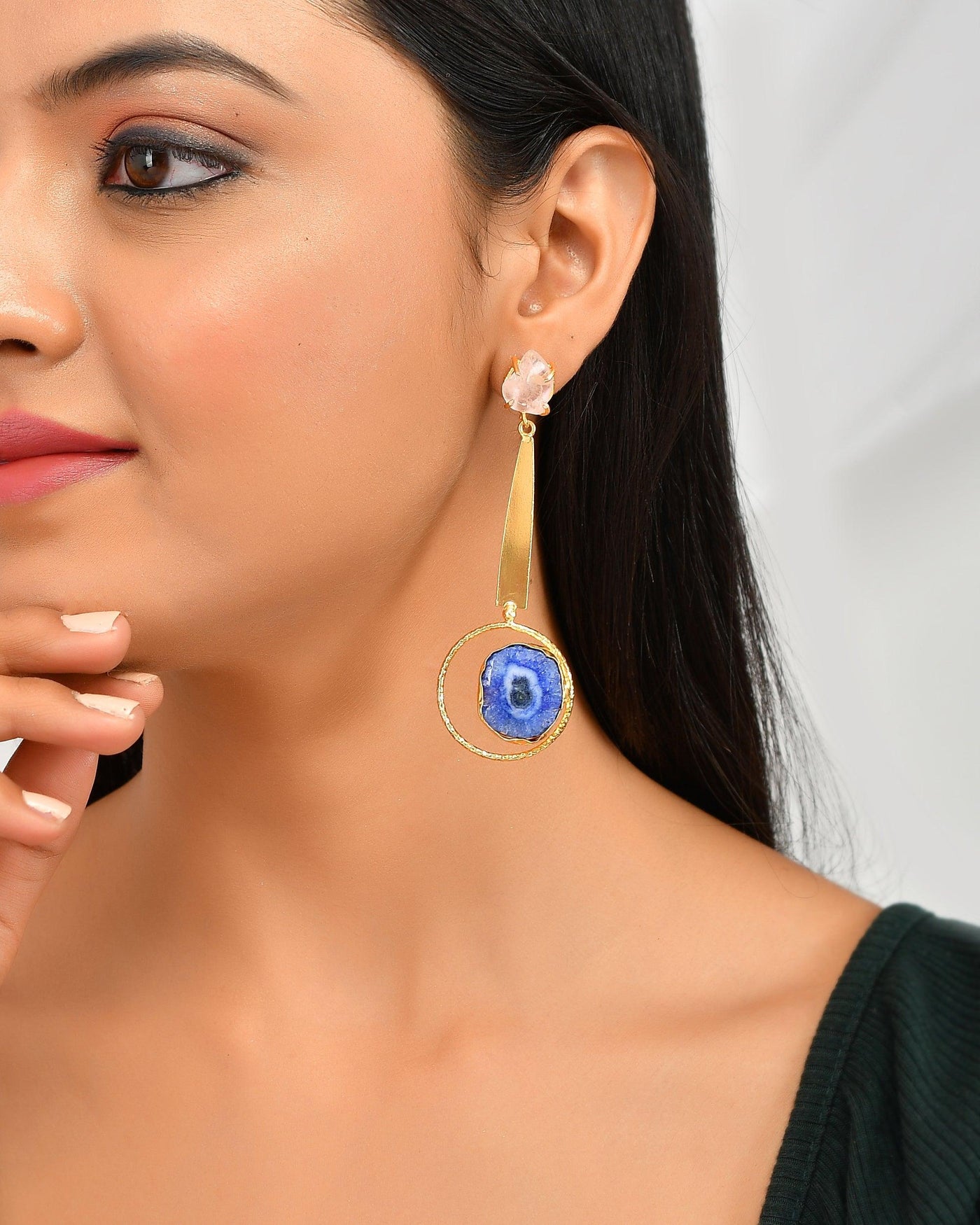 Dual Stone Studded Earring - Zuriijewels