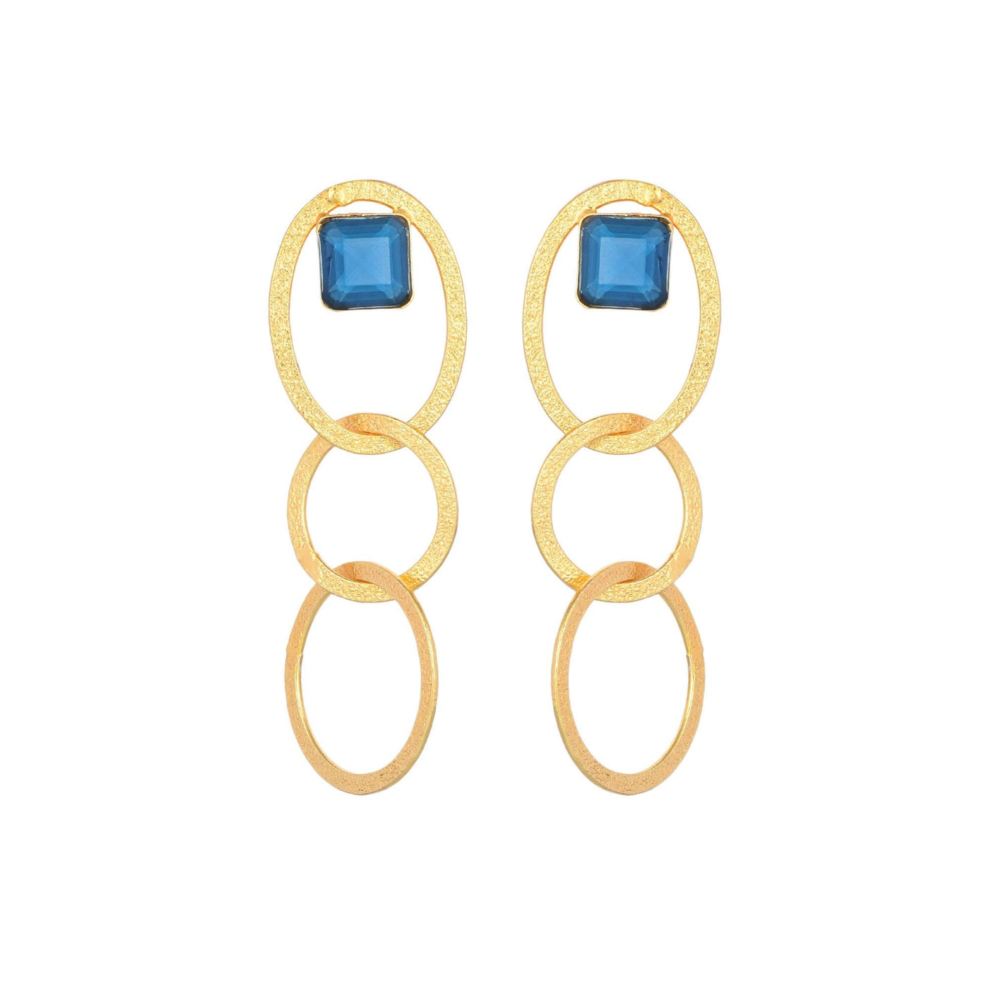 Stone Studded Three Loop In Loop Earring - Zuriijewels