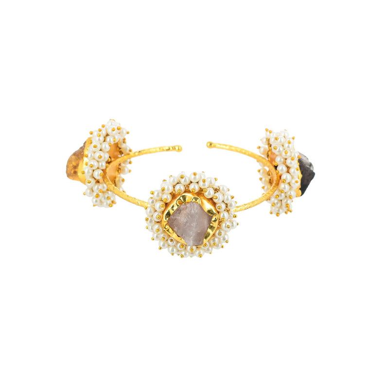 3 Stone Rough Pearl Stringed Bracelet - Zuriijewels