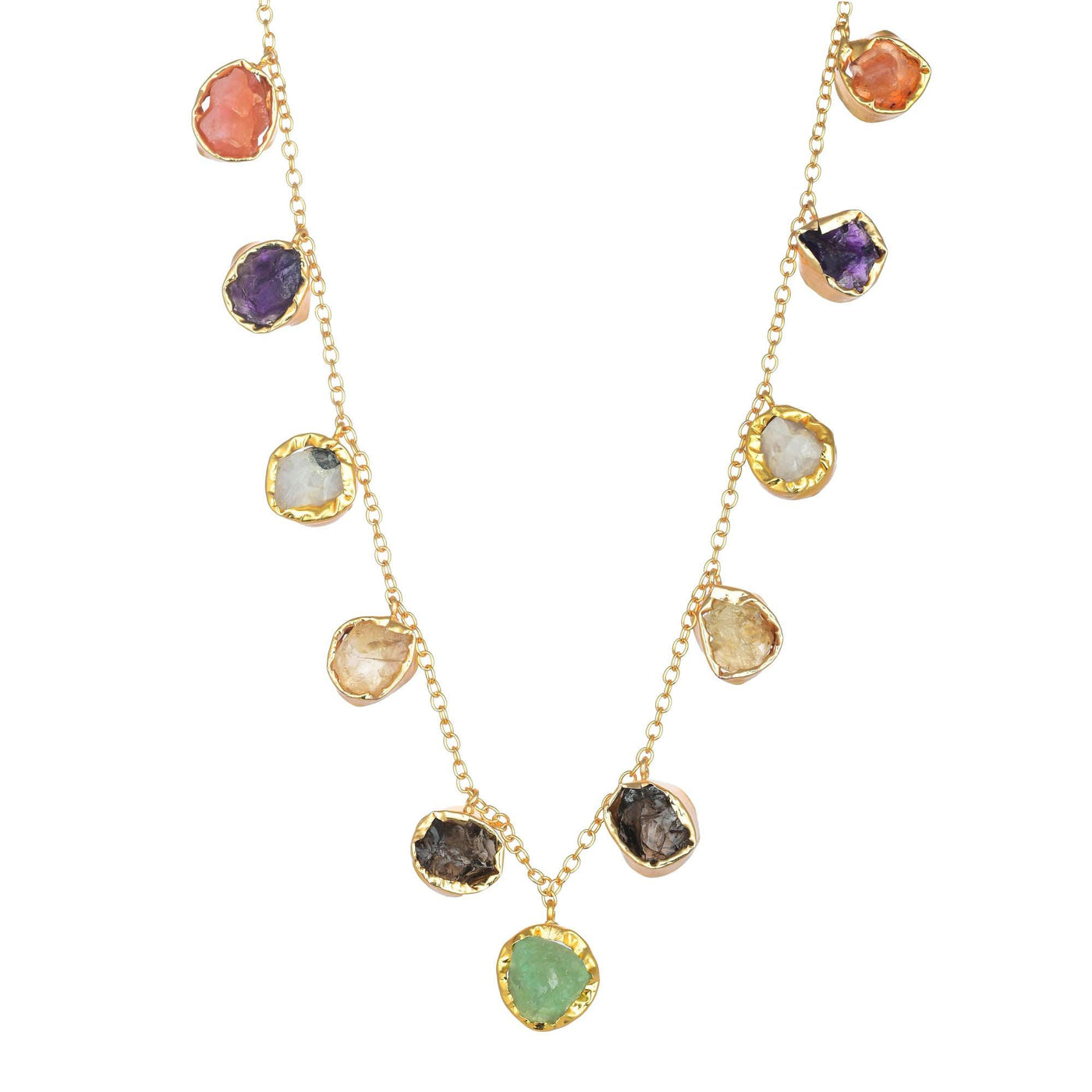 Multi Colour Stone Hanging Neck Set - Zuriijewels