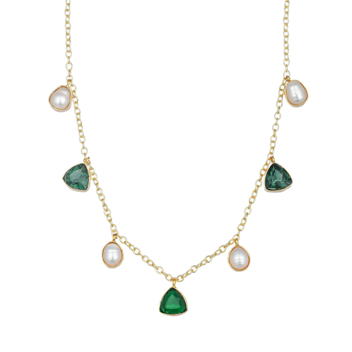 Pearl & Triangle Stone Necklace - Zuriijewels