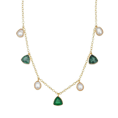 Pearl & Triangle Stone Necklace - Zuriijewels